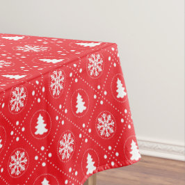 Mantel Clásico Red White Snowflakes