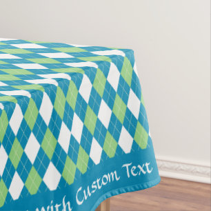 Mantel Clásico Retro Azul Lime Verde Argyle Diamant