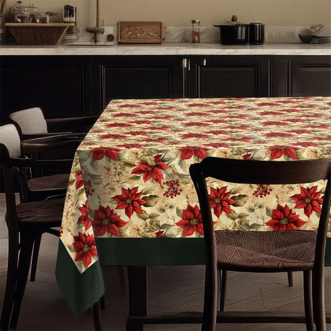 Mantel Classic Christmas Flowers Tablecloth Cozy Style (Classic Christmas Flowers Tablecloth Cozy Style)