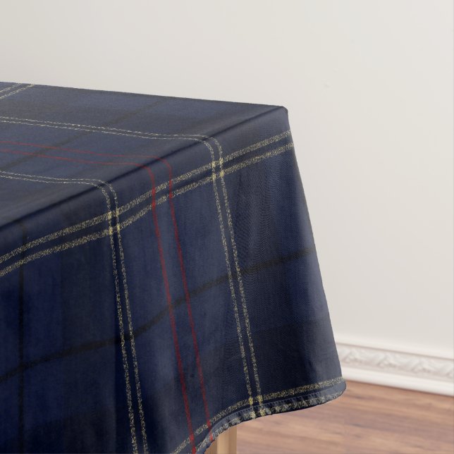 Mantel Classic Navy Blue Plaid Christmas (In Situ)