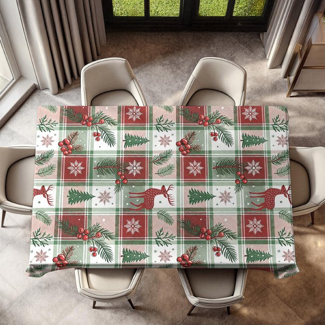 Mantel Classic Vintage Christmas Plaid & Holly Pattern (Subido por el creador)