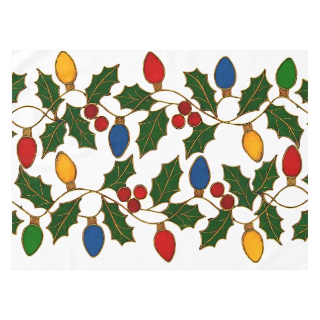 Mantel Cloisonne Art Christmas Lights and Holly (Frente (Horizontal))
