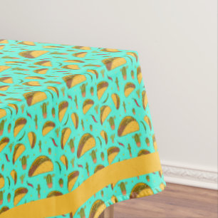 Mantel Cocina mexicana de tacos y cactus azul y Naranja