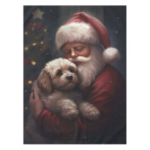 Mantel Cockapoo con Navidades festivos de Santa Claus