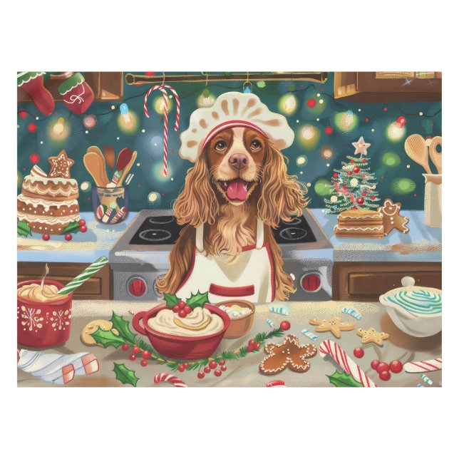 Mantel Cocker Spaniel Repostería Navideña: Navidad Festiv (Frente (Horizontal))
