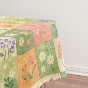 Mantel Colcha rústica boho verde y naranja de patchwork f