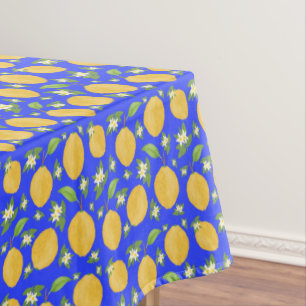 Mantel Colección Lemon Bloom azul estampado