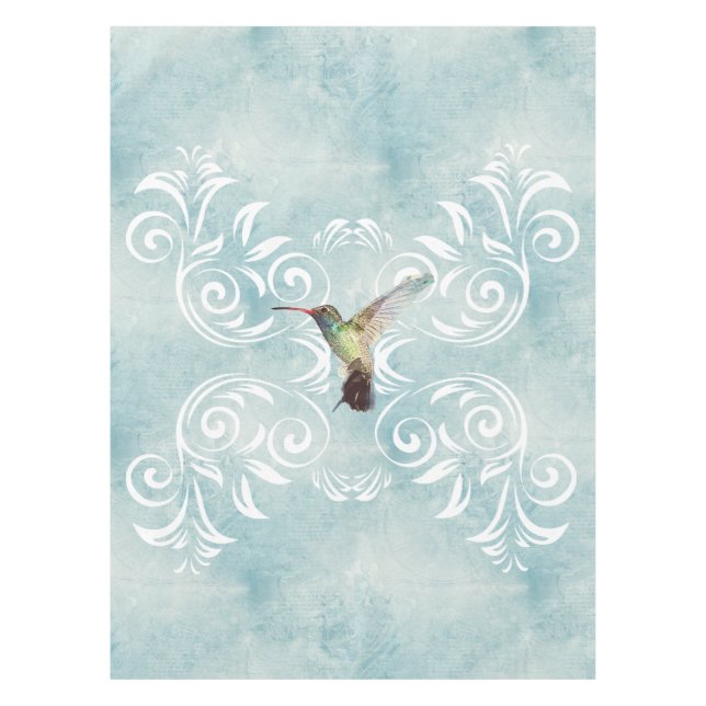 Mantel Colibrí con fondo floreciente (Anverso)