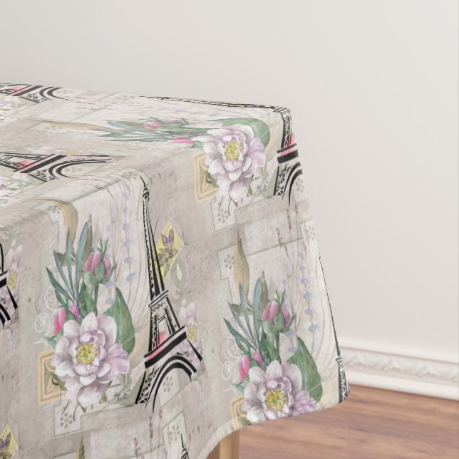Mantel Collage de flores de época y patrón de la Torre Ei (In Situ)