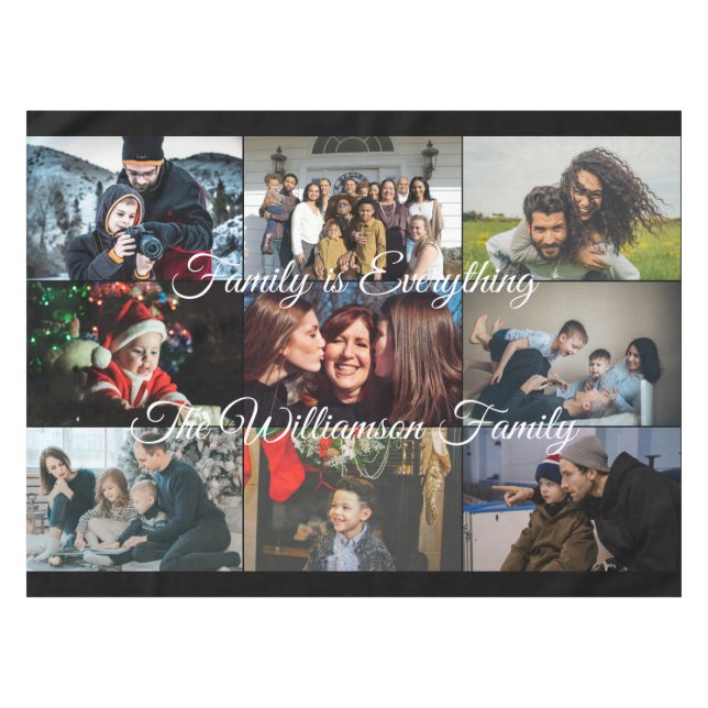 Mantel Collage de fotos personalizado Nombre de la famili (Frente (Horizontal))