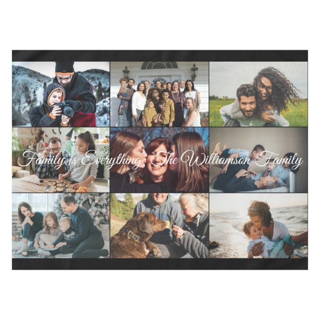 Mantel Collage de fotos personalizado Nombre de la famili (Frente (Horizontal))