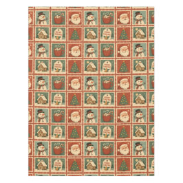 Mantel Collage de sellos de Navidades retro