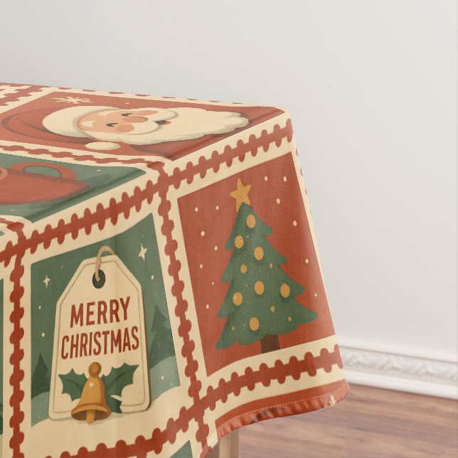 Mantel Collage de sellos de Navidades retro (In Situ)