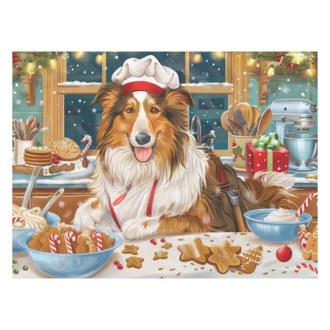 Mantel Collie Holiday Baking: Navidades festivos (Frente (Horizontal))