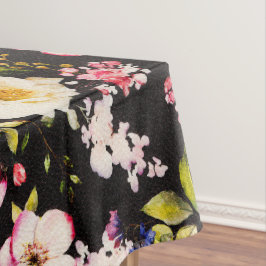 Mantel Color de agua rosa Rozas amarillas fondo negro