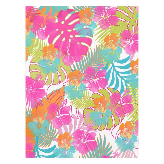Mantel Color de fondo PixDezines Aloha Hibiscus/DIY (Anverso)
