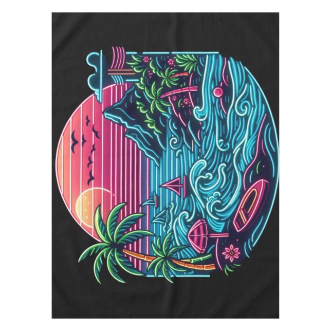Mantel Colorido. Neón tropical/hawaiano (Anverso)