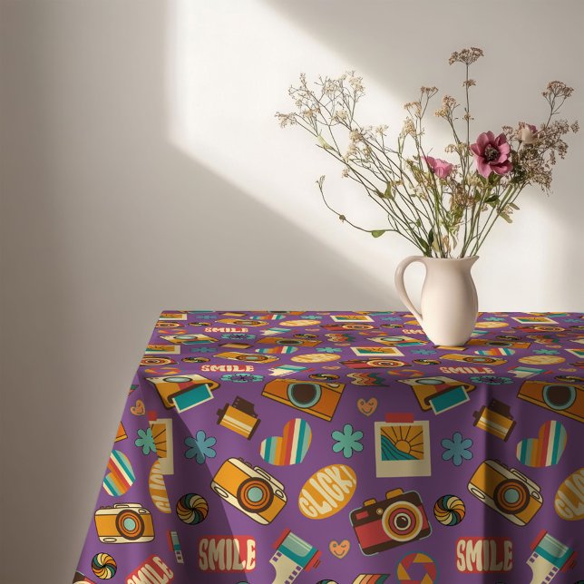 Mantel Colorido Retro Acento Pastel Groovy (Colorful Retro Tablecloth Groovy Pastel Accent)