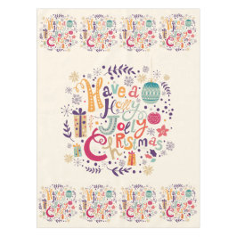 Mantel Colorido Retro Holly Jolly Navidades Diseño de tex