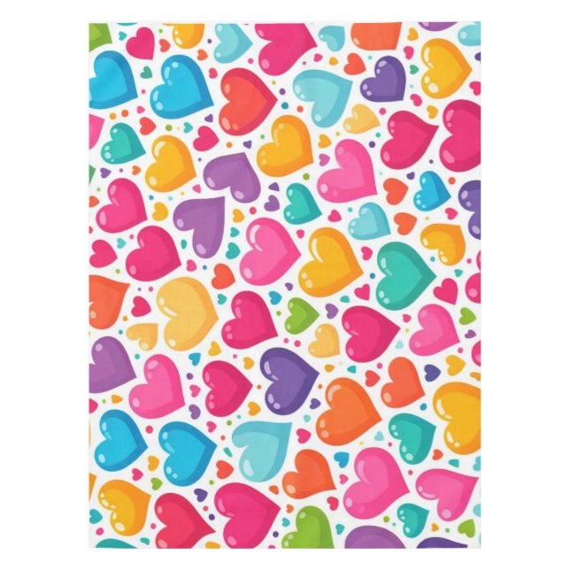 Mantel Coloridos corazones arcoiris Valentines (Anverso)