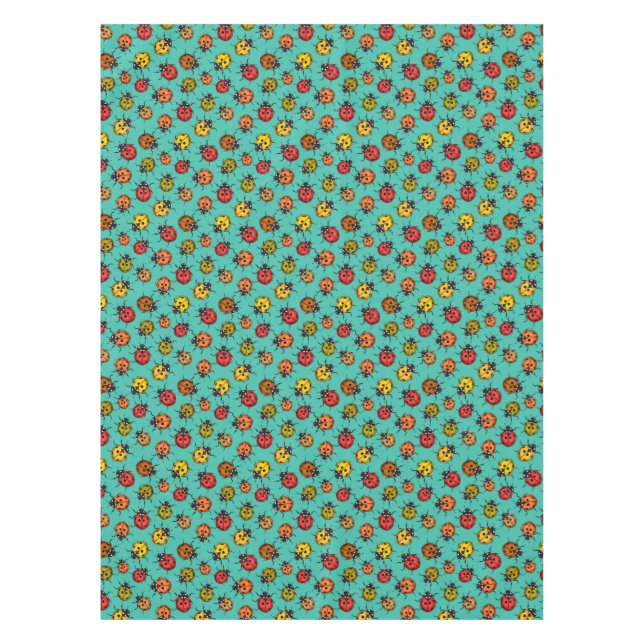 Mantel Coloridos ladybugs sobre turquesa (Anverso)