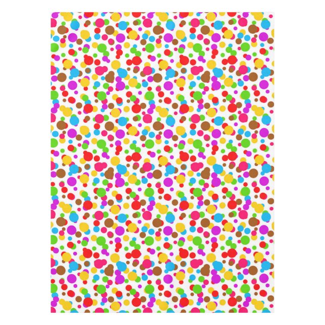 Mantel Coloridos puntos de Polka de fondo blanco (Anverso)