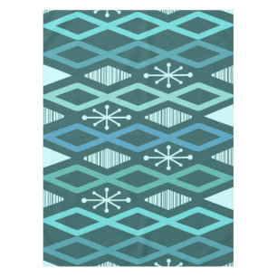 Mantel Columnas de diamantes de la era atómica Verde azul
