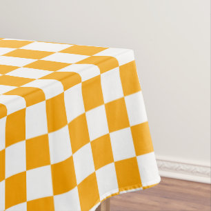 Mantel Comedor de algodón con chequeo blanco y naranja