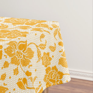 Mantel Comedor de algodón de flor floral de naranja blanc