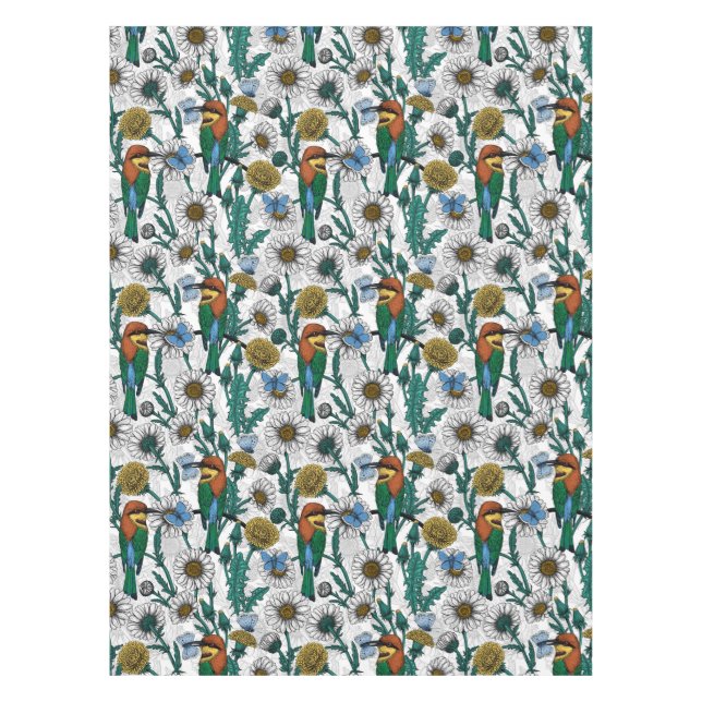 Mantel Comedores de abejas, mariposas azules y maricas en (Anverso)