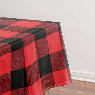 Mantel Comprobación de negro rojo con relleno de búfalo