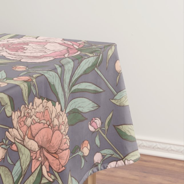 Mantel con estampado floral rosa, melocotón y gris (In Situ)