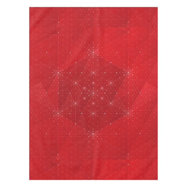 Mantel con patrón geométrico de hexágono rojo y bl (Anverso)