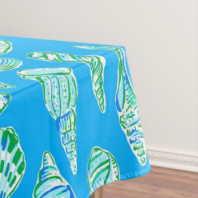 Mantel Conchas de mar preppy en azul costero junto al mar (In Situ)