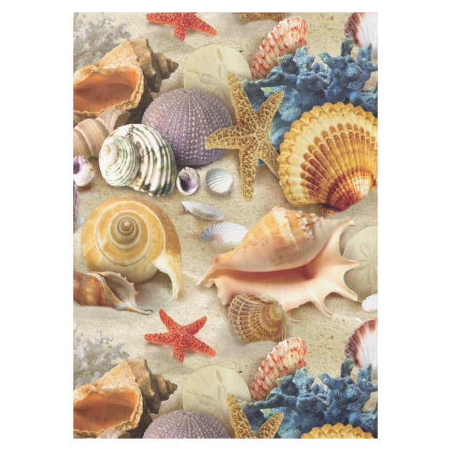 Mantel conchas marinas en la playa (Anverso)