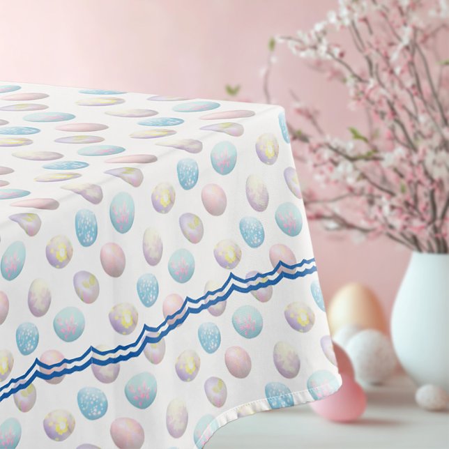 Mantel Conejo Cute Easter 01 (beautiful Easter table cloth with pastel coloured Easter eggs.)