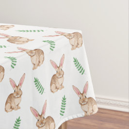 Mantel Conejo de acuarela con patrón de Pascua de follaje