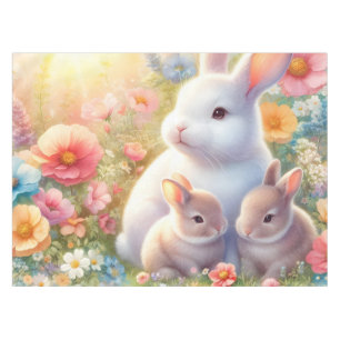 Mantel Conejo de Pascua de primavera Familia Floral Jardí