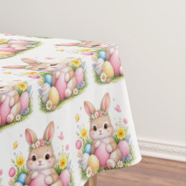 Mantel Conejo de Pascua vintage con acuarela rosa