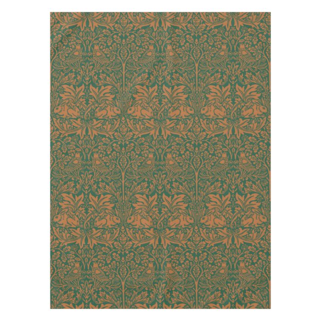 Mantel Conejo hermano William Morris ámbar patrón negro (Anverso)