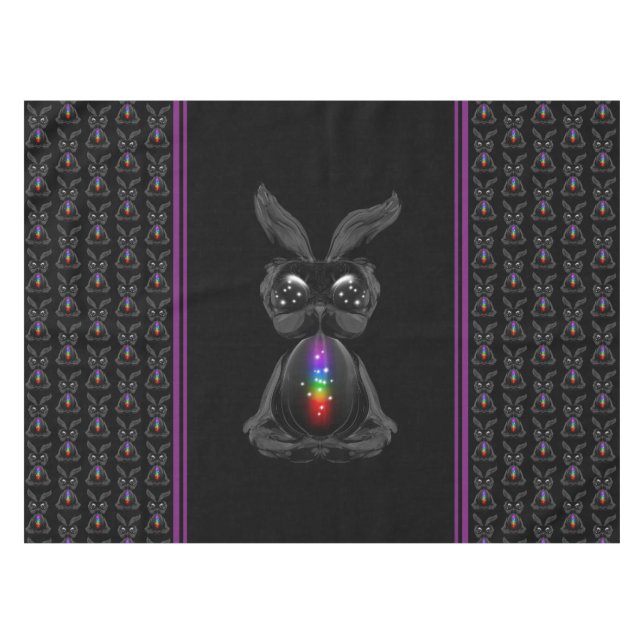 Mantel Conejo negro lindo con alma arcoiris chakra (Frente (Horizontal))