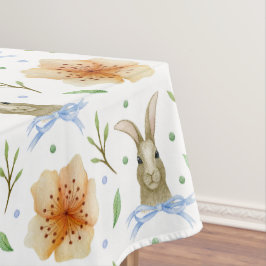 Mantel Conejo vintage de acuarela y flores de primavera P