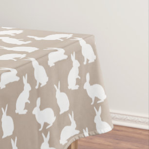 Mantel Conejos beige y blancos modernos Pascua neutral