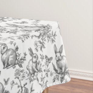 Mantel Conejos Negros Dulces Toile Francés