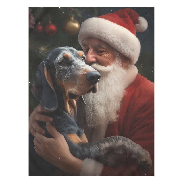 Mantel Coonhound Bluetick Con Navidades De Santa Claus (Anverso)