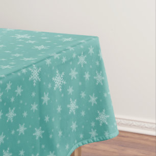 Mantel Copia de Copos de Nieve Elegantes sobre Azul Turqu
