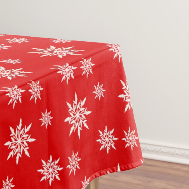 Mantel Copia elegante de copos de nieve en rojo (In Situ)