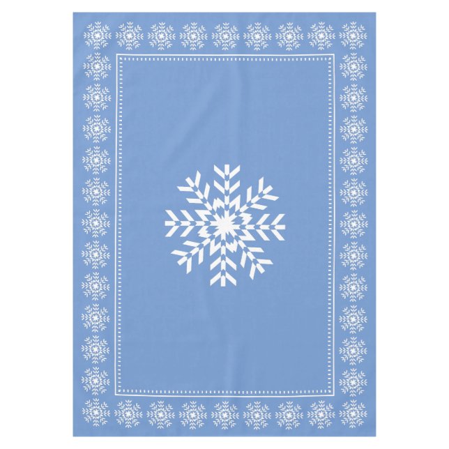 Mantel Copo de nieve azul claro y blanco escandinavo (Anverso)