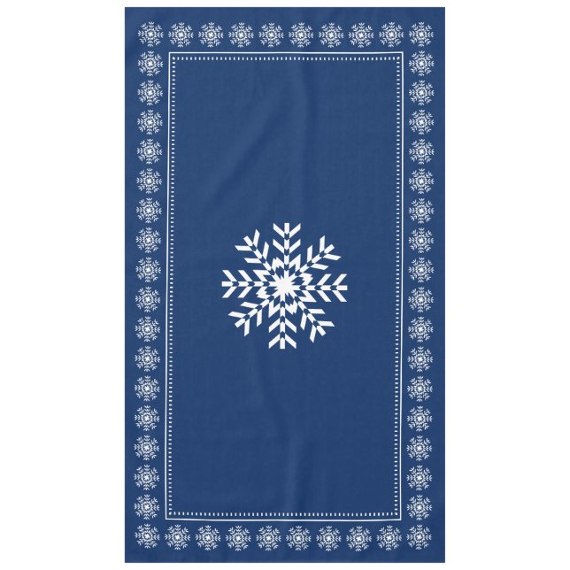 Mantel Copo de nieve azul marino y blanco escandinavo (Anverso)