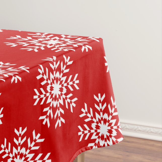 Mantel Copo de nieve básico del navidad rojo y blanco (In Situ)